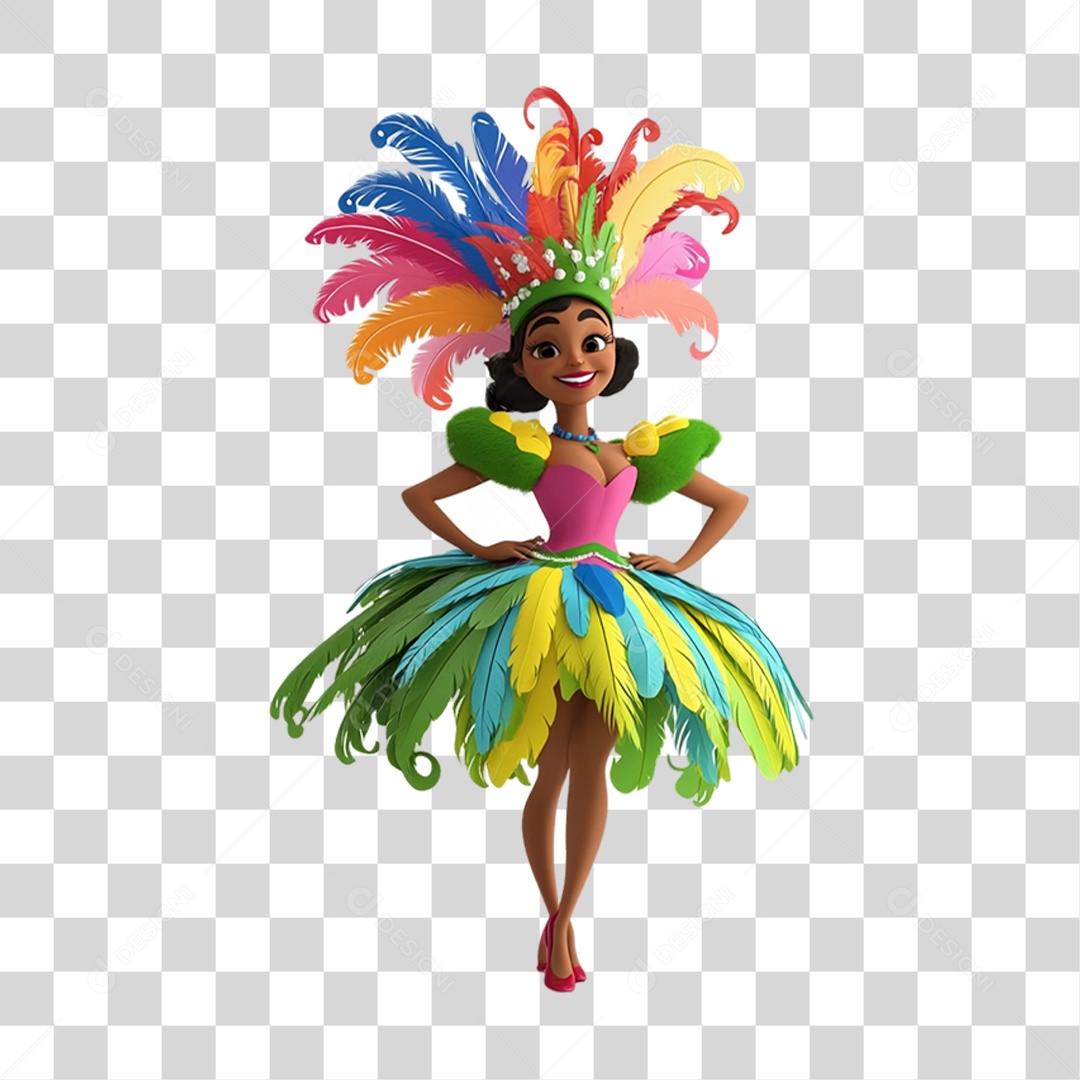 Personagem Mulher Carnaval Cores Fantasias PNG Transparente