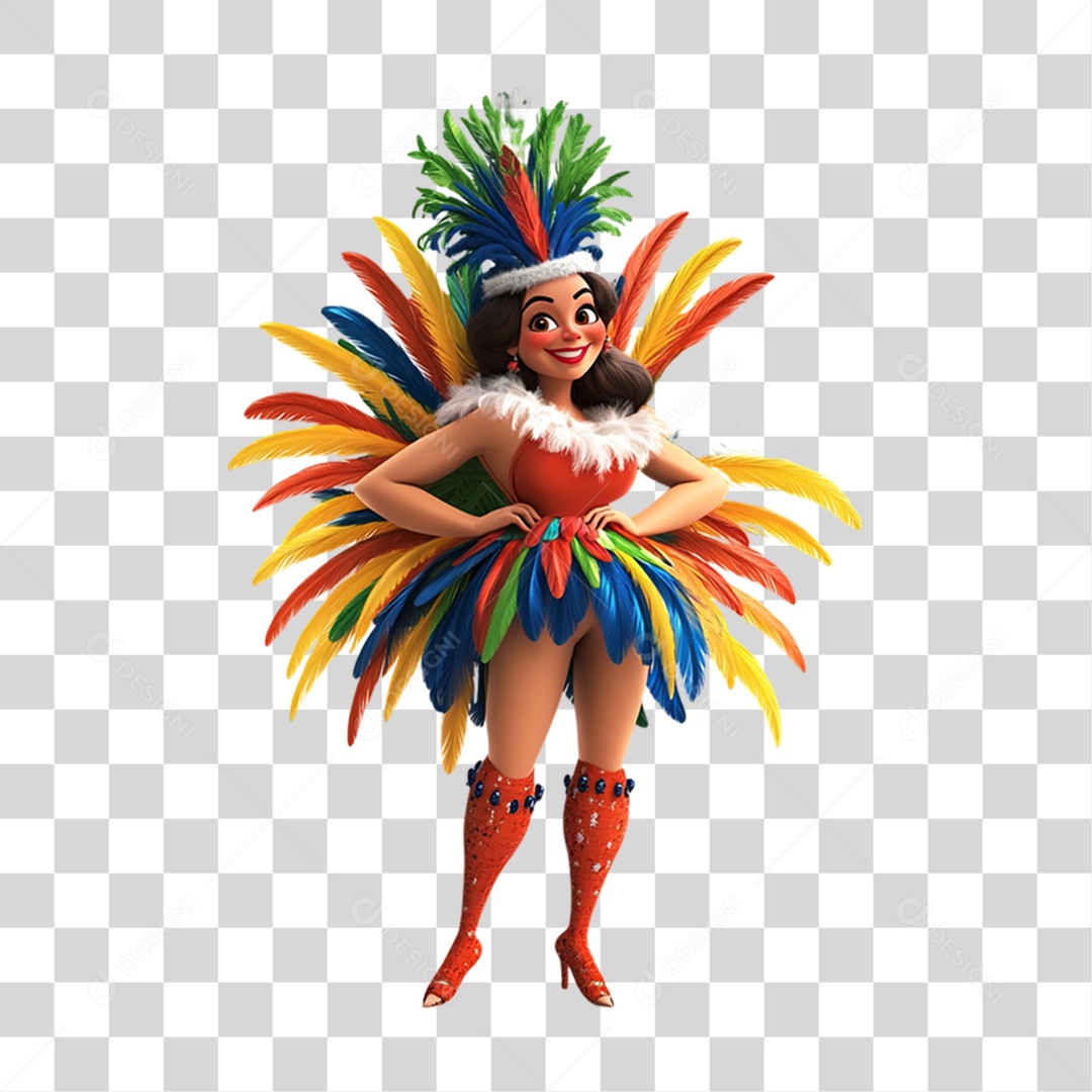 Personagem Mulher Carnaval Cores Fantasias PNG Transparente