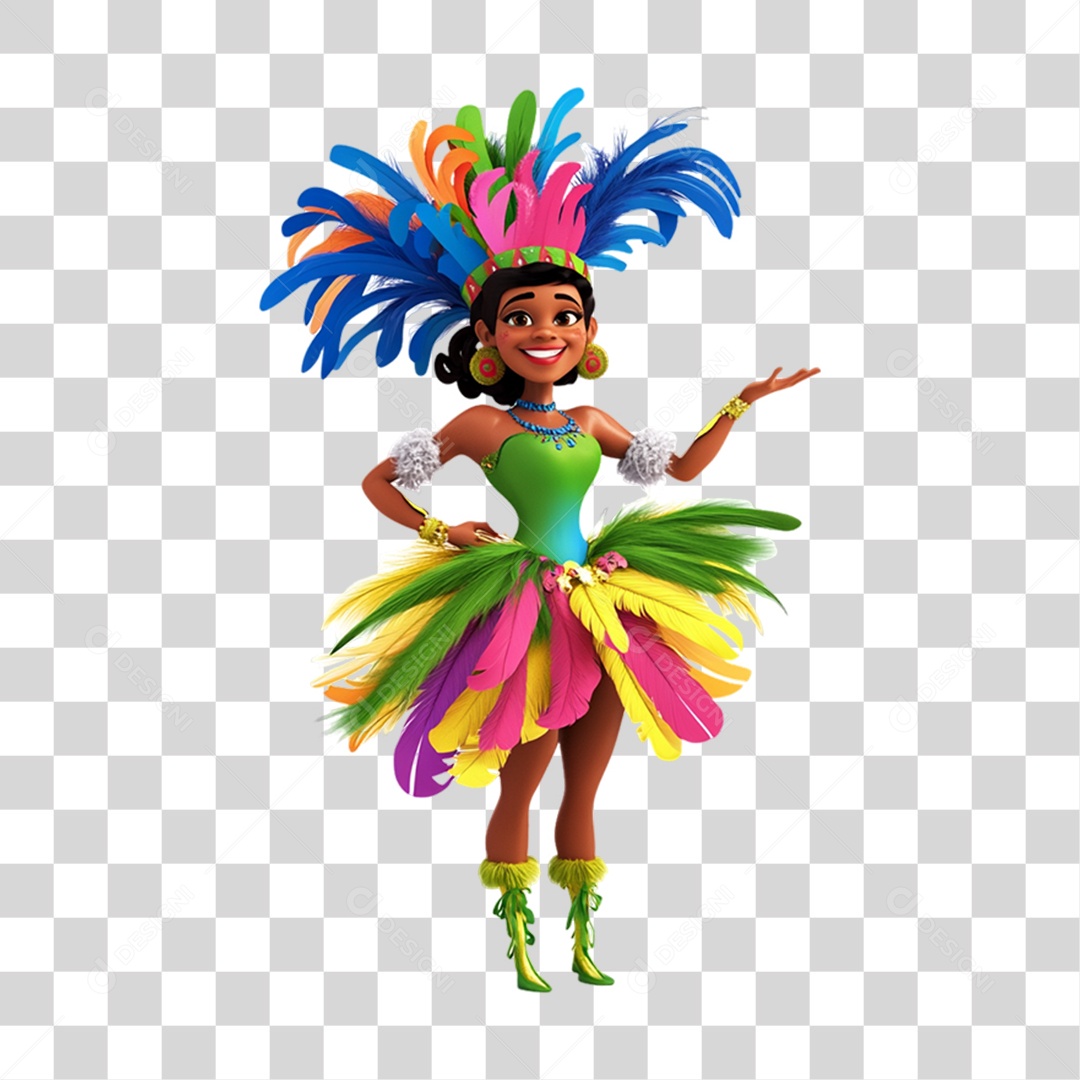 Personagem Mulher Carnaval Cores Fantasias PNG Transparente