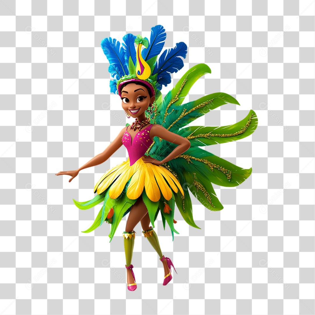 Personagem Mulher Carnaval Cores Fantasias PNG Transparente