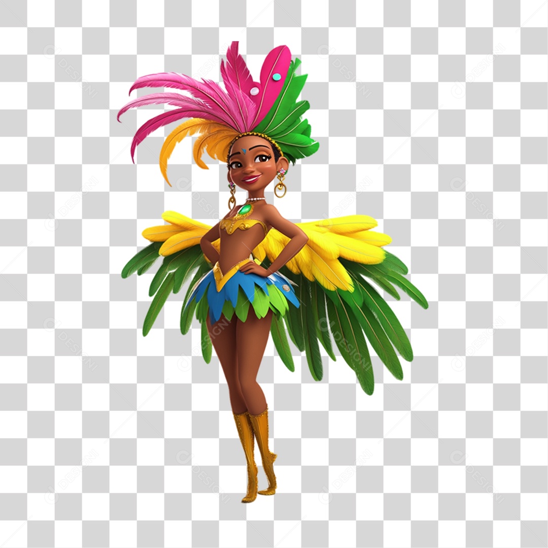 Personagem Mulher Carnaval Cores Fantasias PNG Transparente