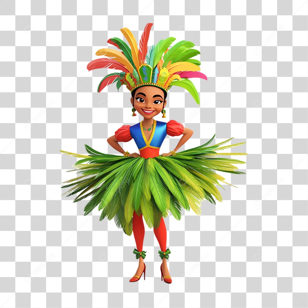 Personagem Mulher Carnaval Cores Fantasias PNG Transparente