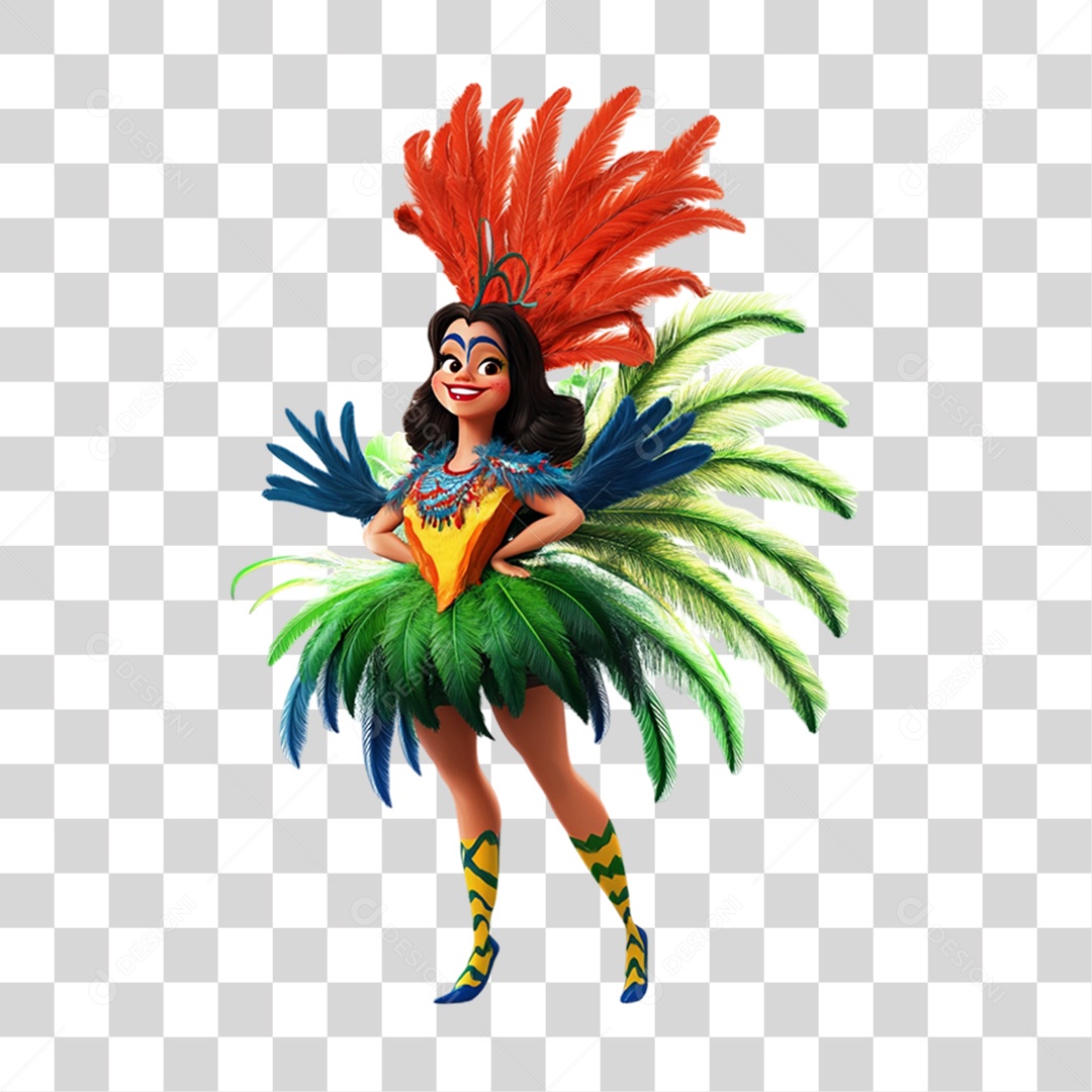 Personagem Mulher Carnaval Cores Fantasias PNG Transparente