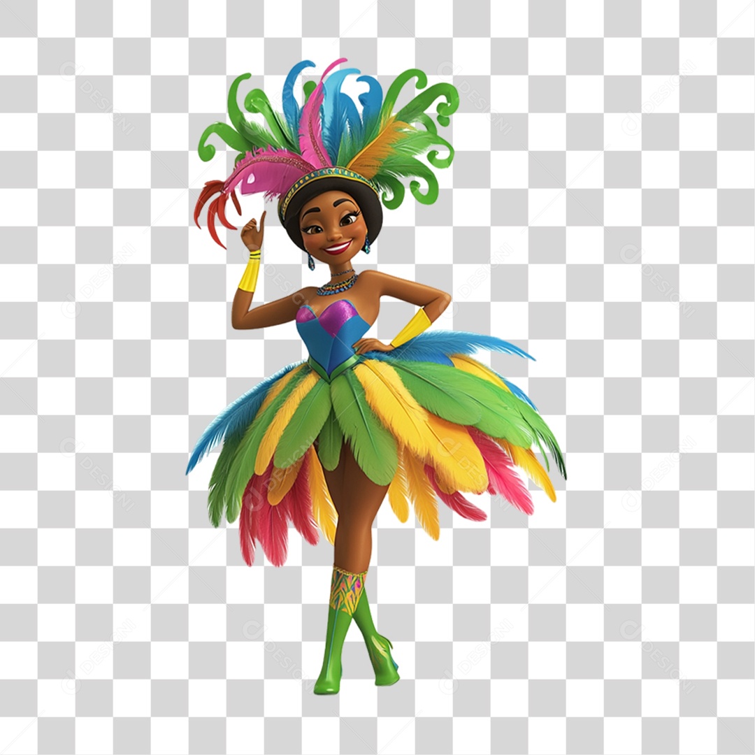 Personagem Mulher Carnaval Cores Fantasias PNG Transparente