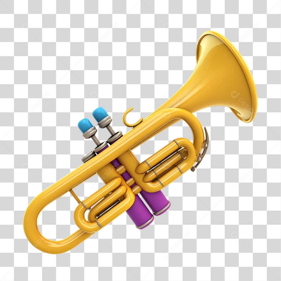 Elemento 3D Trompete de Carnaval PNG Transparente
