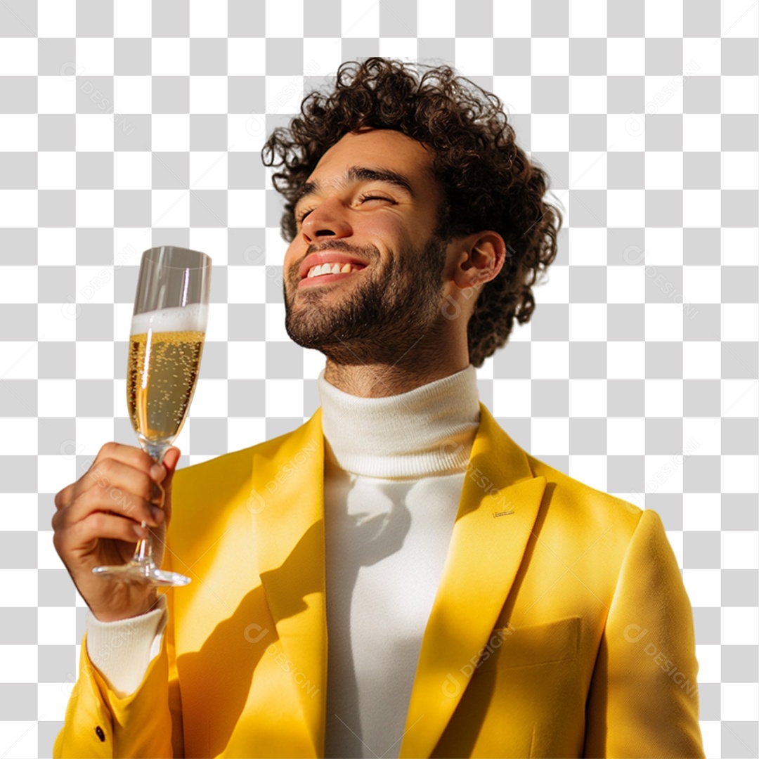 Homem com Taça de Champanhe PNG Transparente