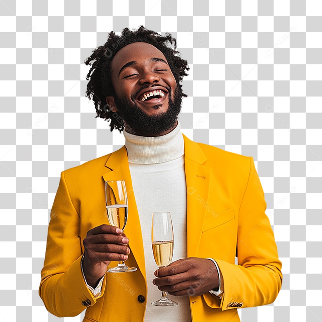 Homem com Taça de Champanhe PNG Transparente