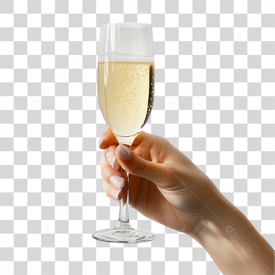 Mão Segurando Taça de Champanhe PNG Transparente