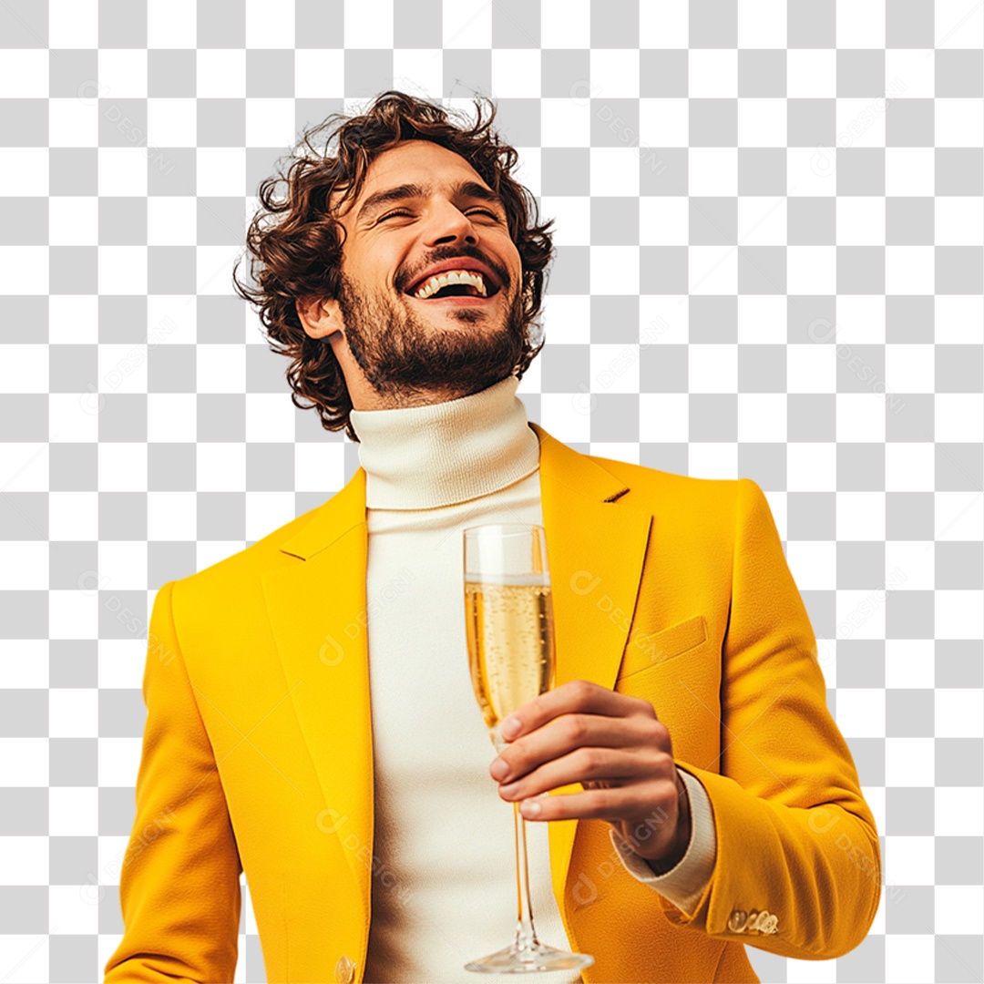 Homem com Taça de Champanhe PNG Transparente