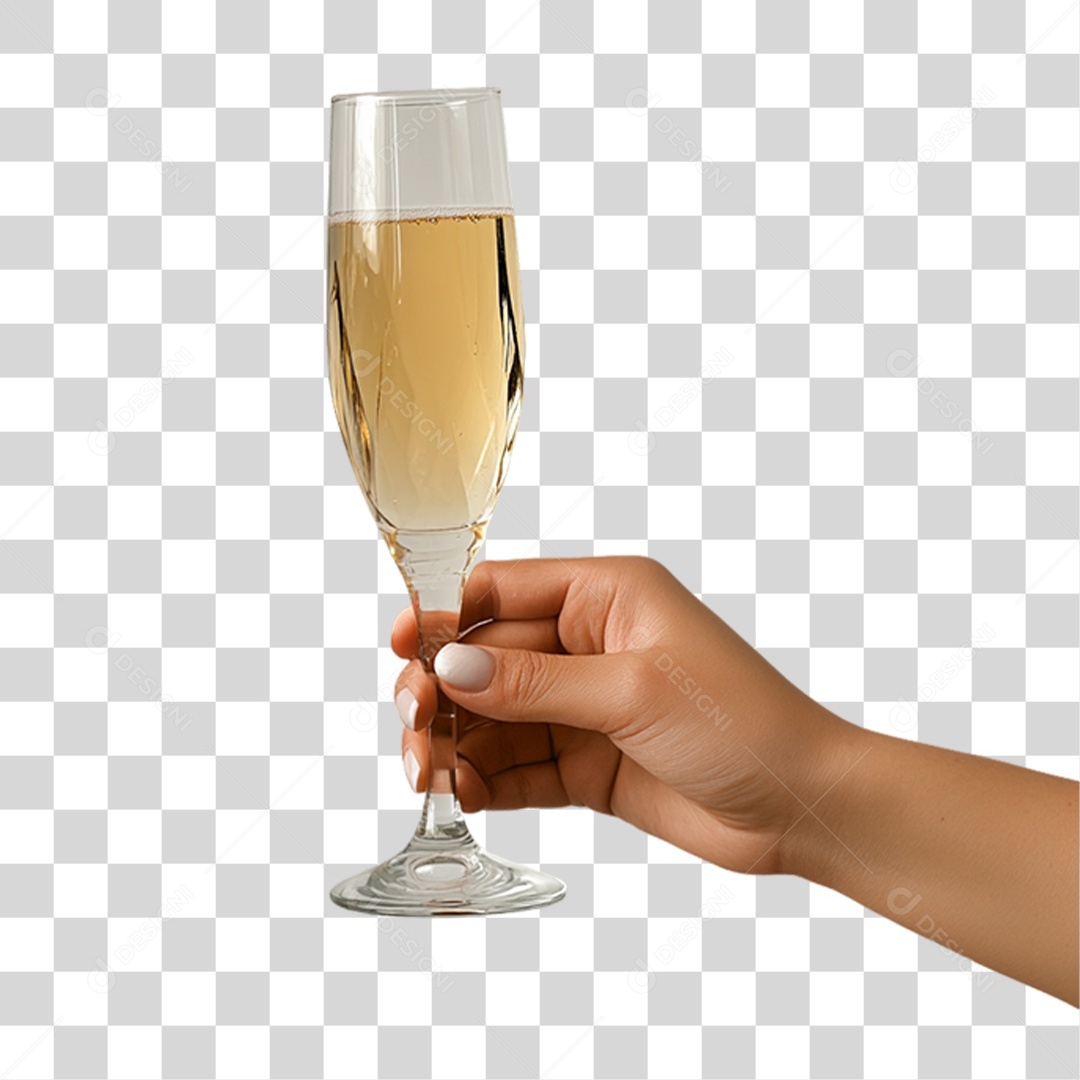 Mão Segurando Taça de Champanhe PNG Transparente