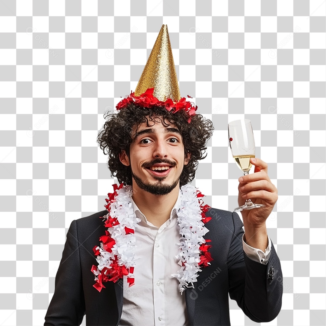 Homem com Taça de Champanhe PNG Transparente