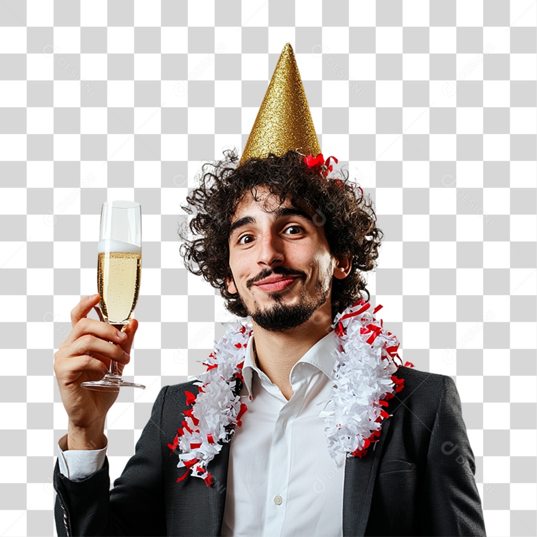 Homem com Taça de Champanhe PNG Transparente