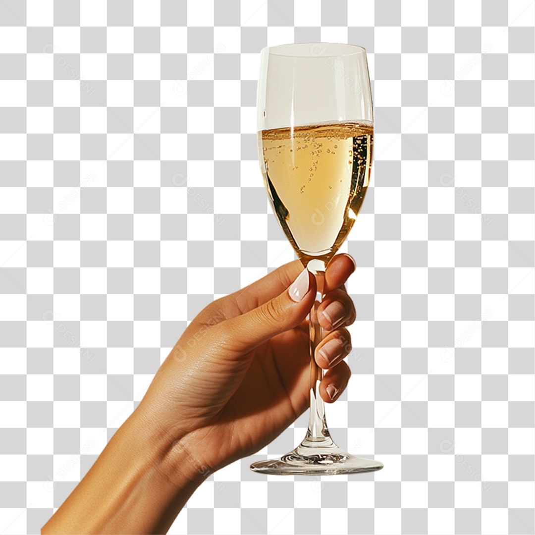 Mão Segurando Taça de Champanhe PNG Transparente