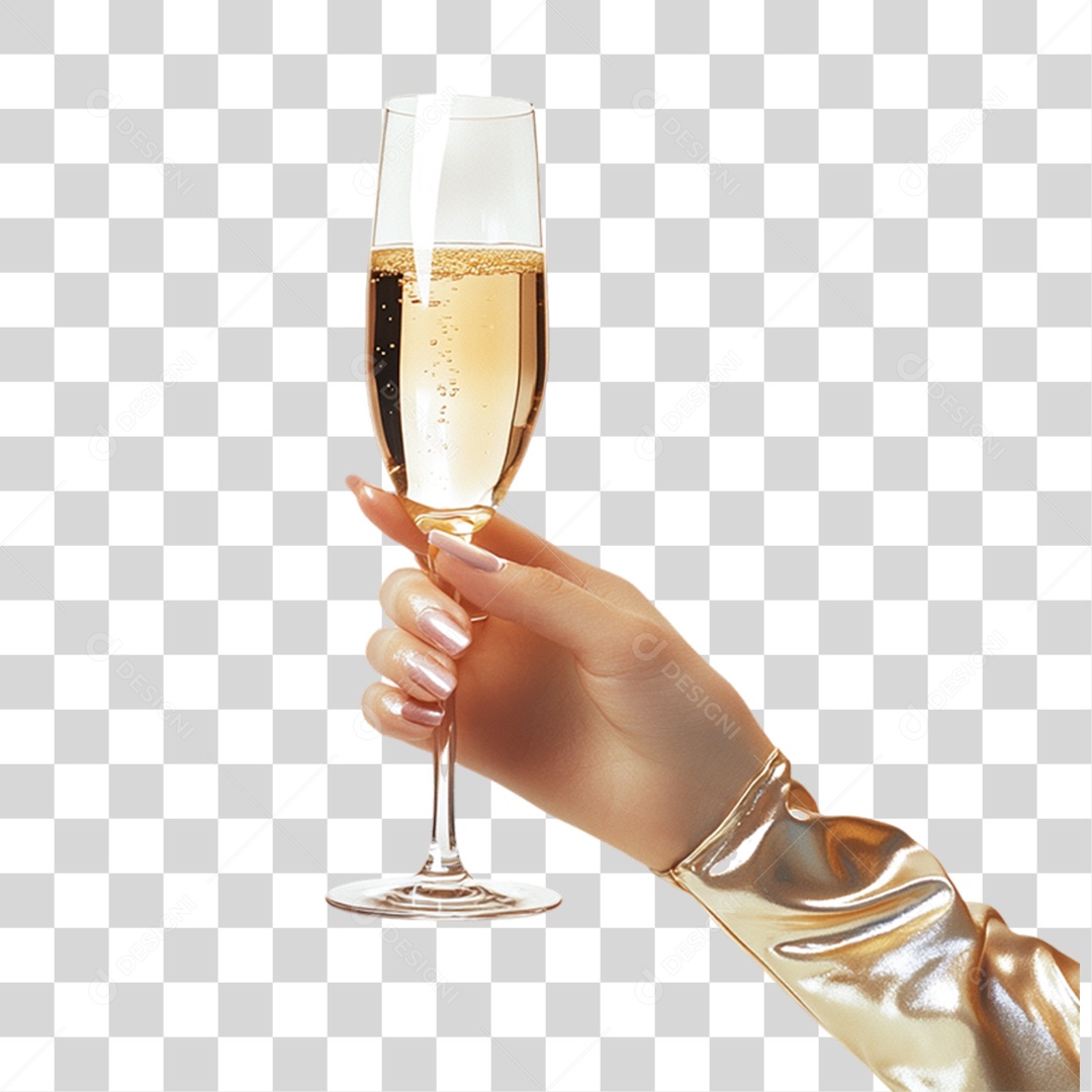 Mão Segurando Taça de Champanhe PNG Transparente