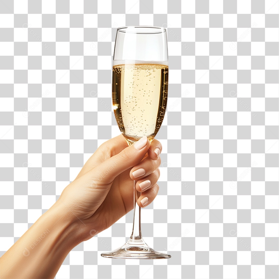 Mão Segurando Taça de Champanhe PNG Transparente
