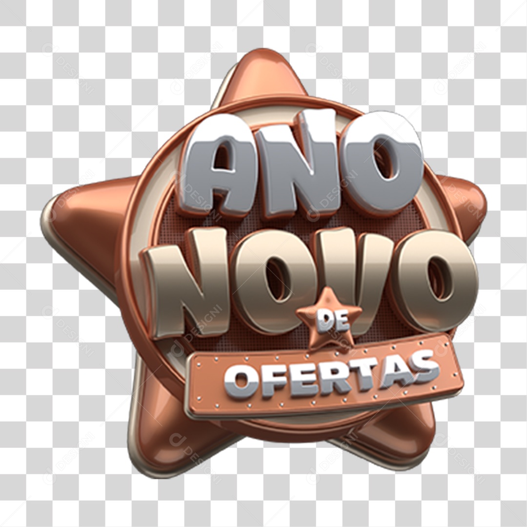 Selo 3D Ano Novo de Ofertas PNG Transparente