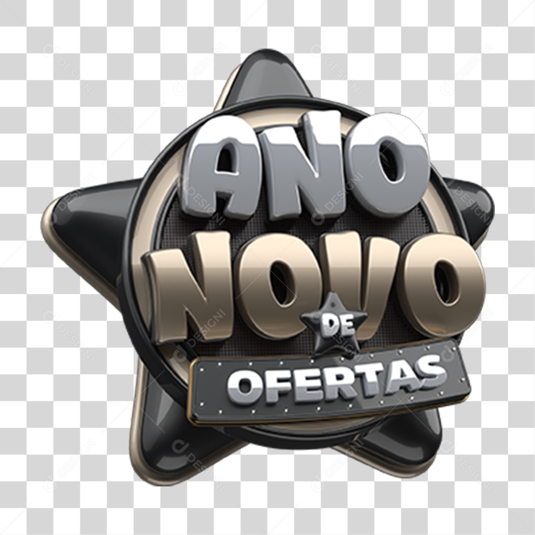 Selo 3D Ano Novo de Ofertas PNG Transparente