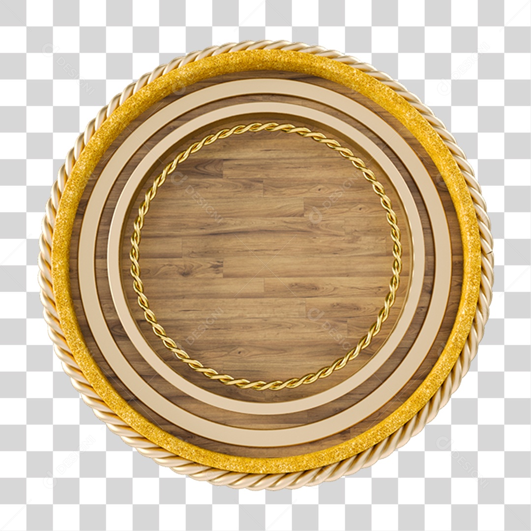 Elemento 3D Placa de Madeira Círculo PNG Transparente