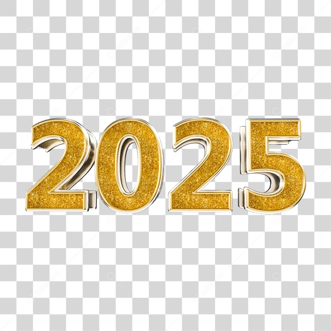 Número 3D 2025 PNG Transparente
