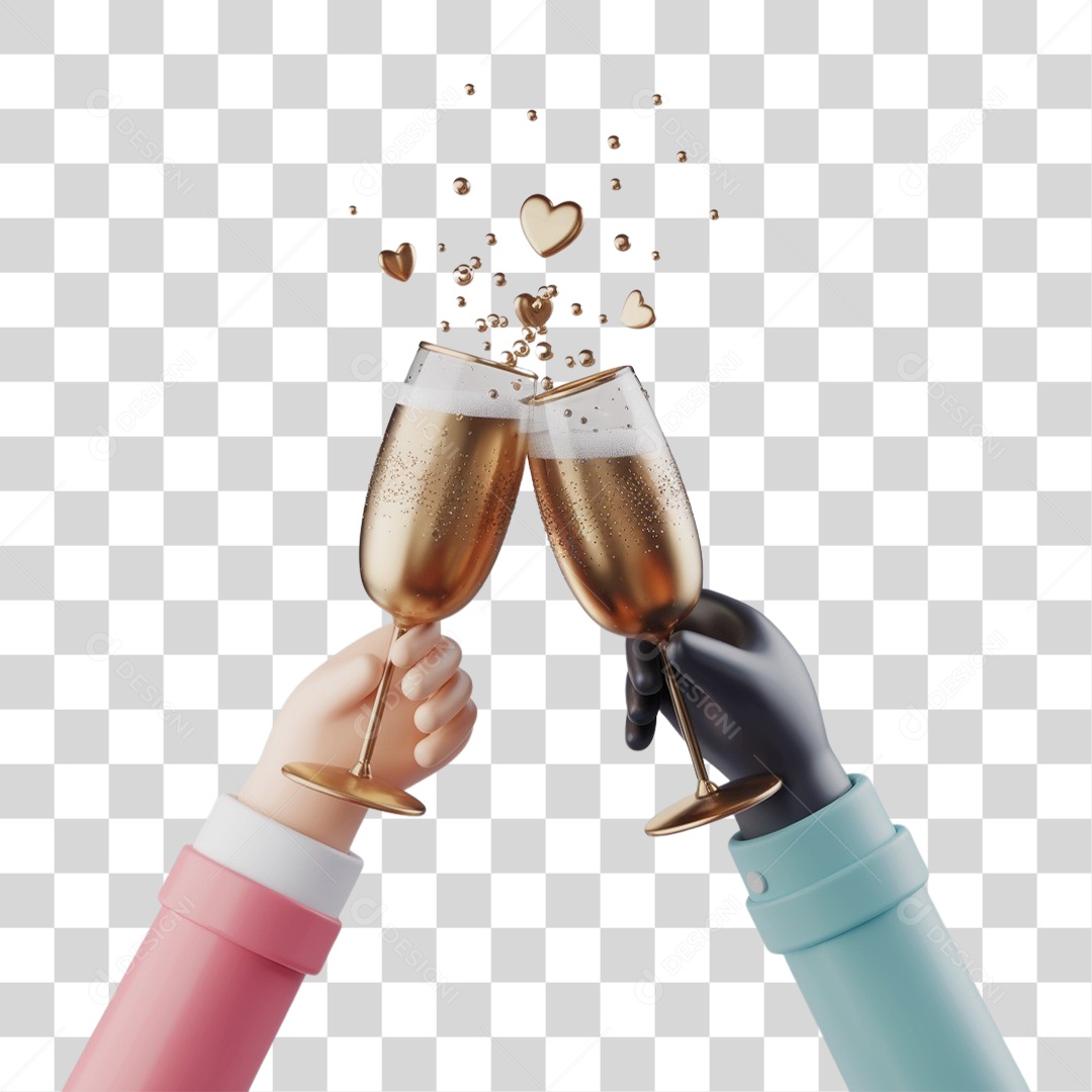 Elemento 3D Brinde de Ano Novo PNG Transparente