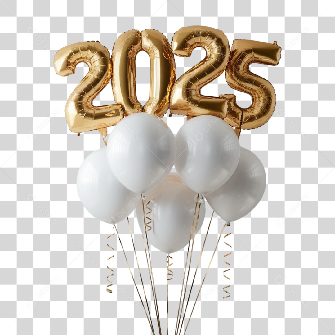 Número 3D 2025 Balões PNG Transparente