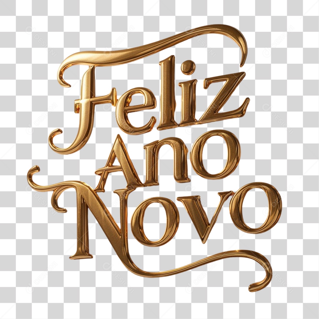 Selo 3D Feliz Ano Novo PNG Transparente