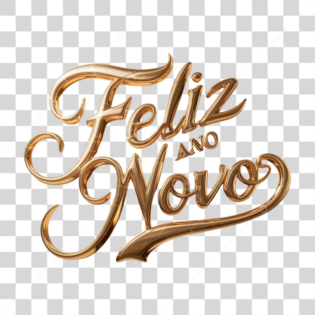 Selo 3D Feliz Ano Novo PNG Transparente