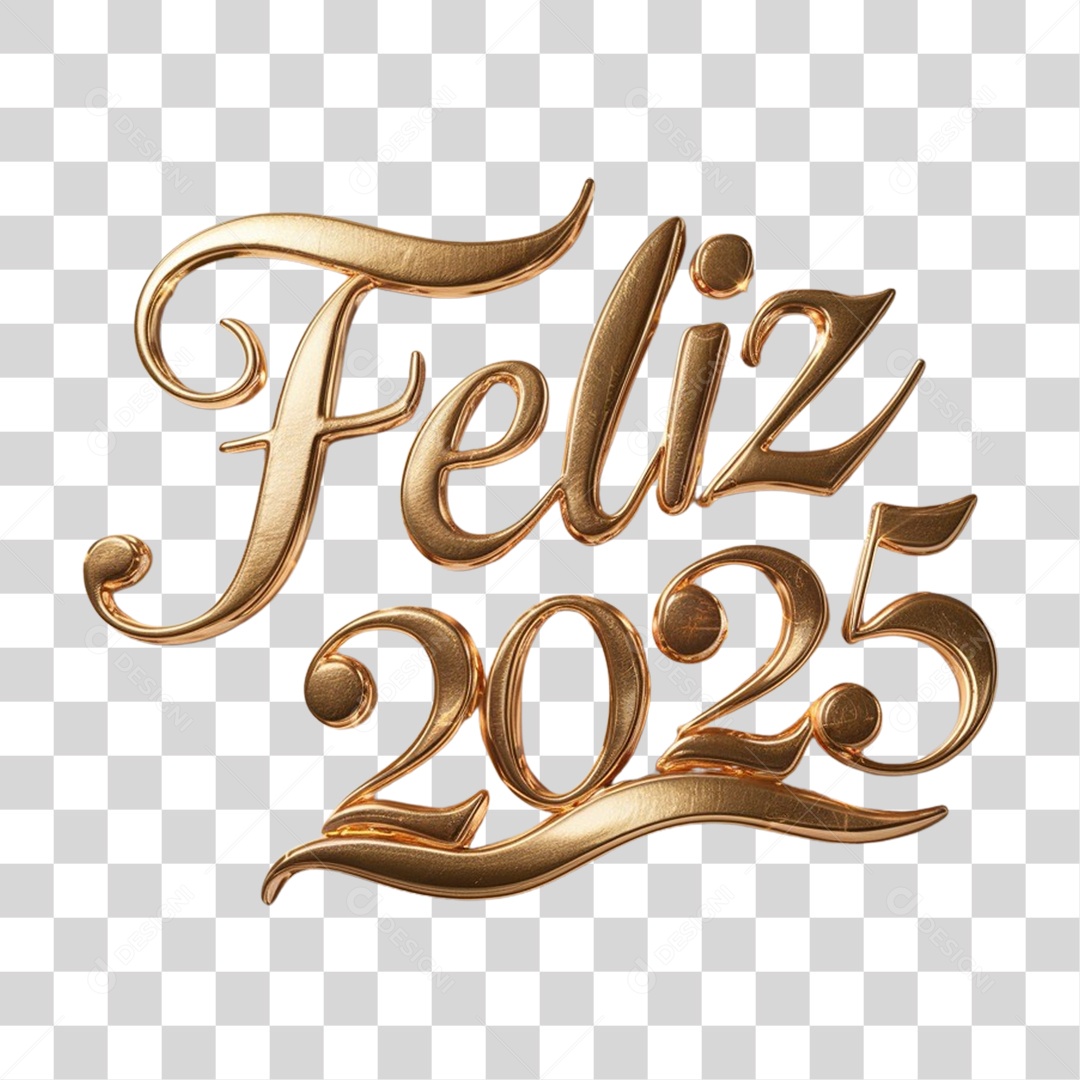 Selo 3D Feliz 2025 PNG Transparente