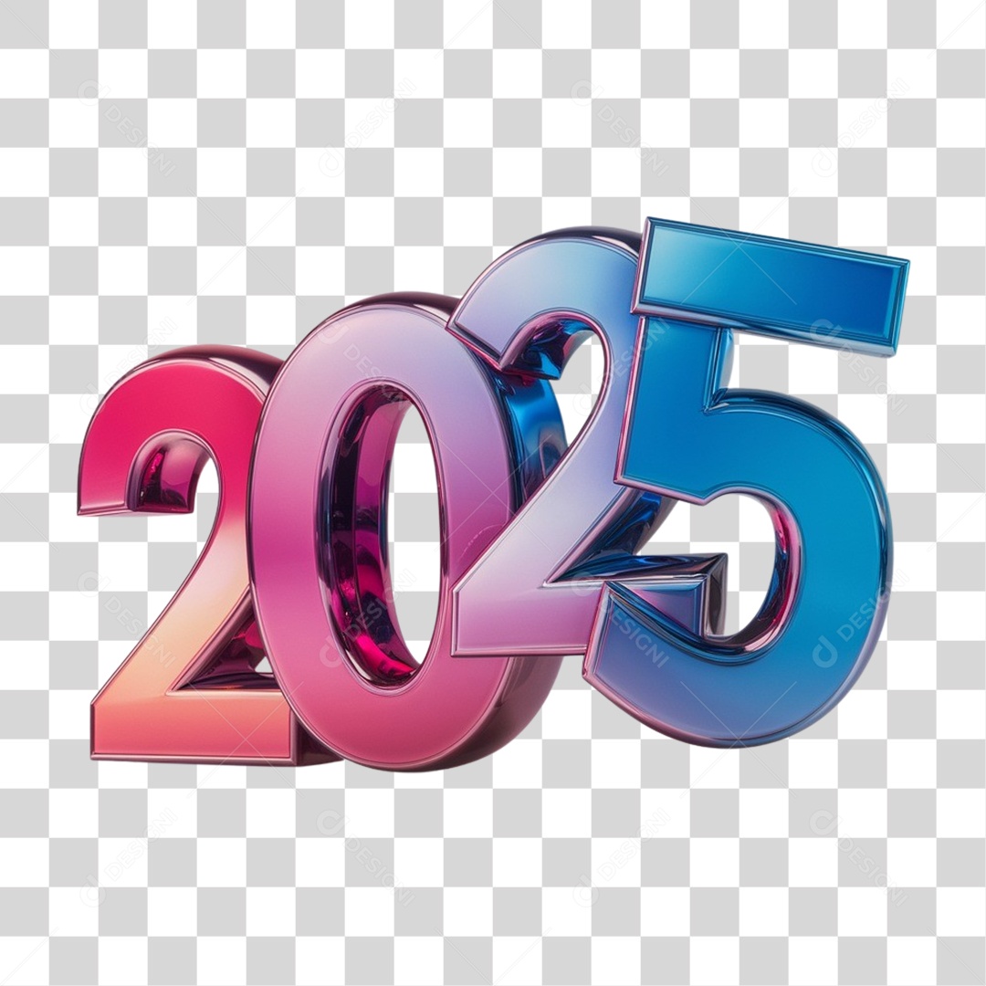 Número 3D 2025 PNG Transparente