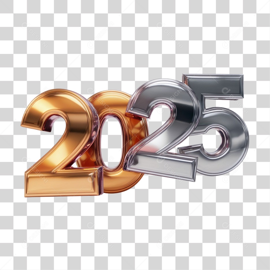 Número 3D 2025 PNG Transparente