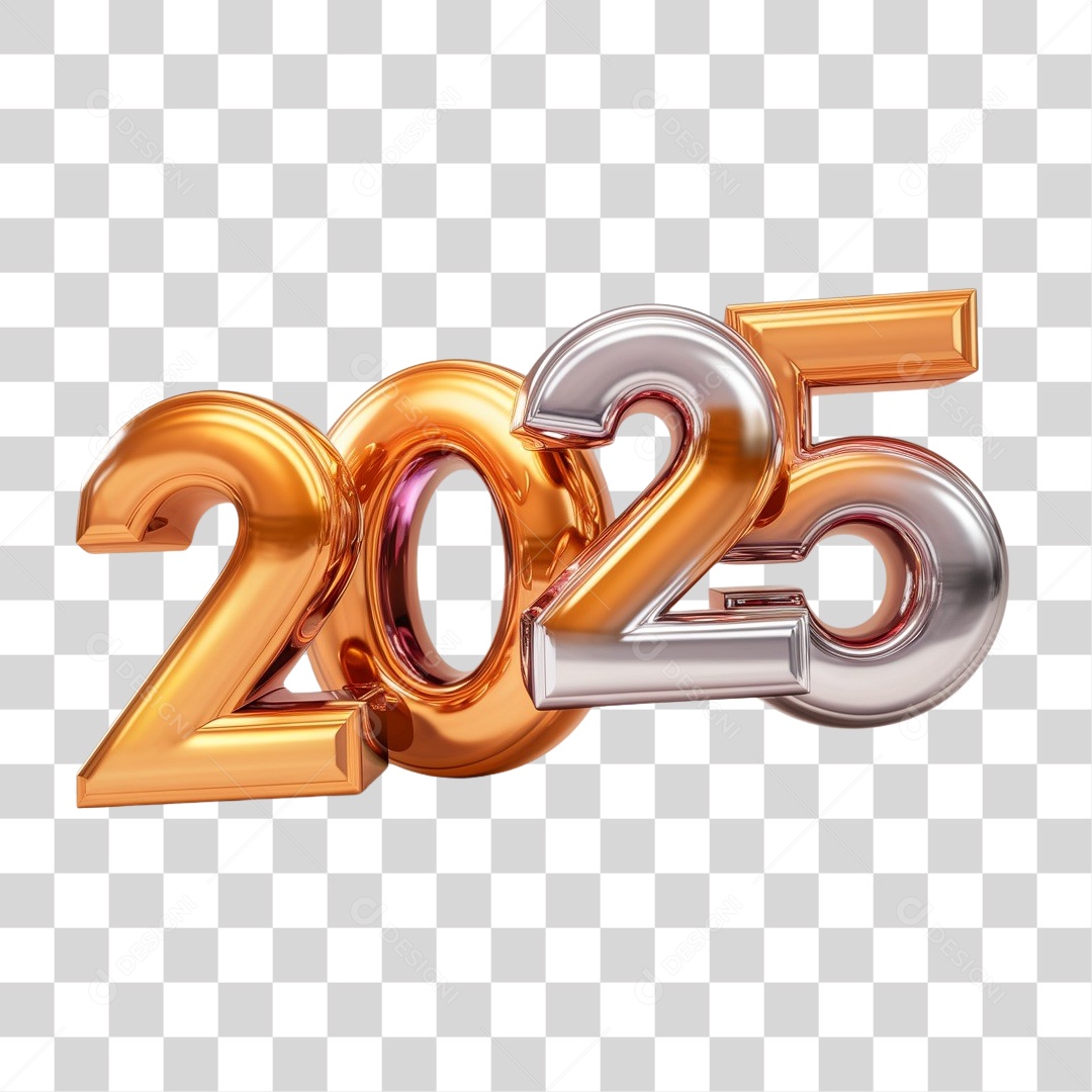 Número 3D 2025 PNG Transparente