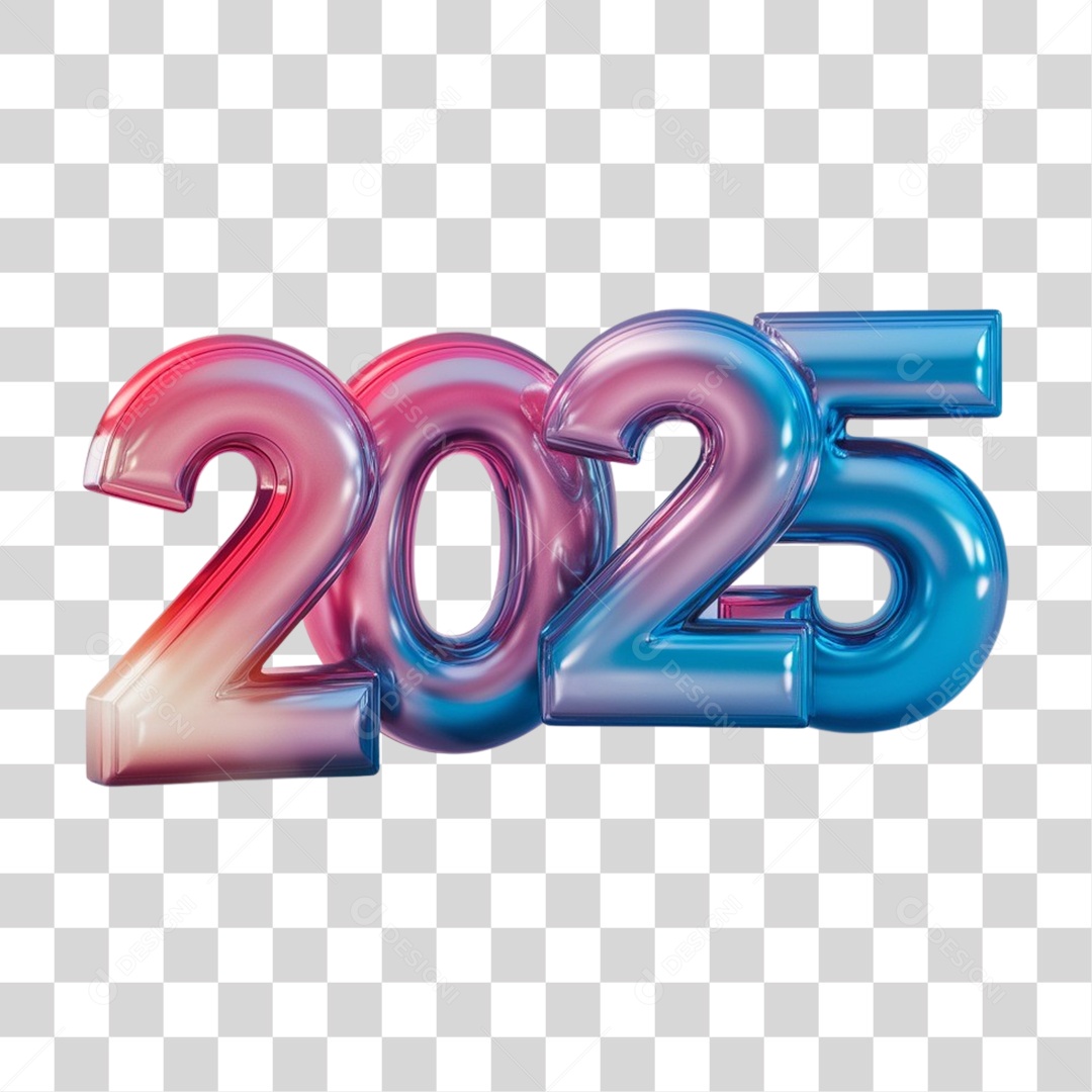 Número 3D 2025 PNG Transparente
