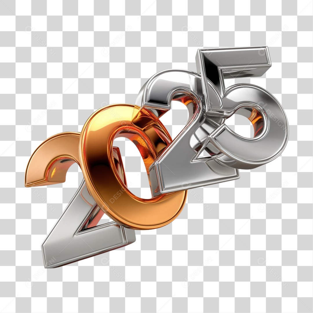 Número 3D 2025 PNG Transparente