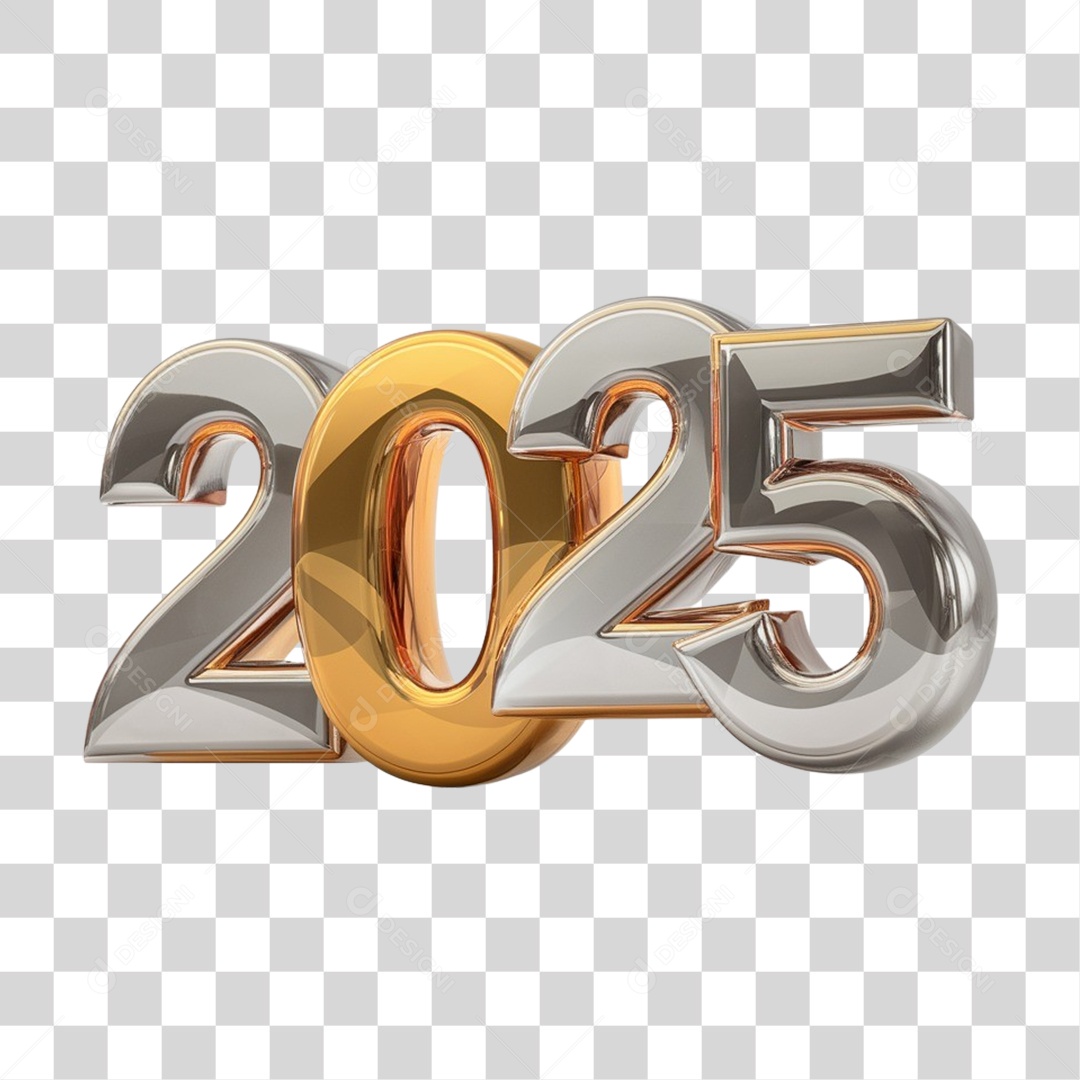 Número 3D 2025 PNG Transparente