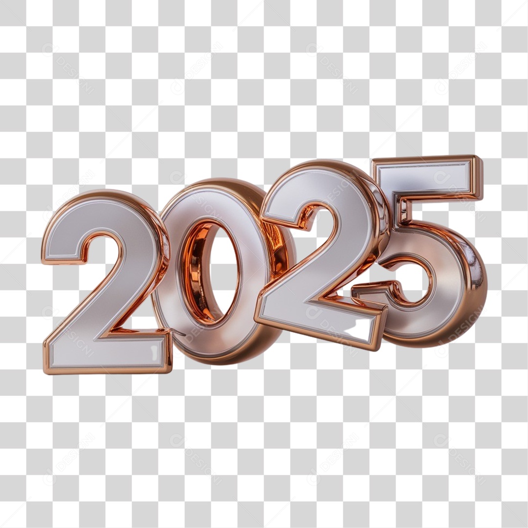 Número 3D 2025 PNG Transparente
