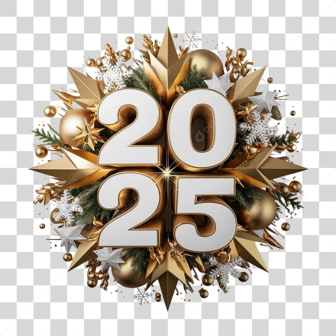 Número 3D 2025 PNG Transparente