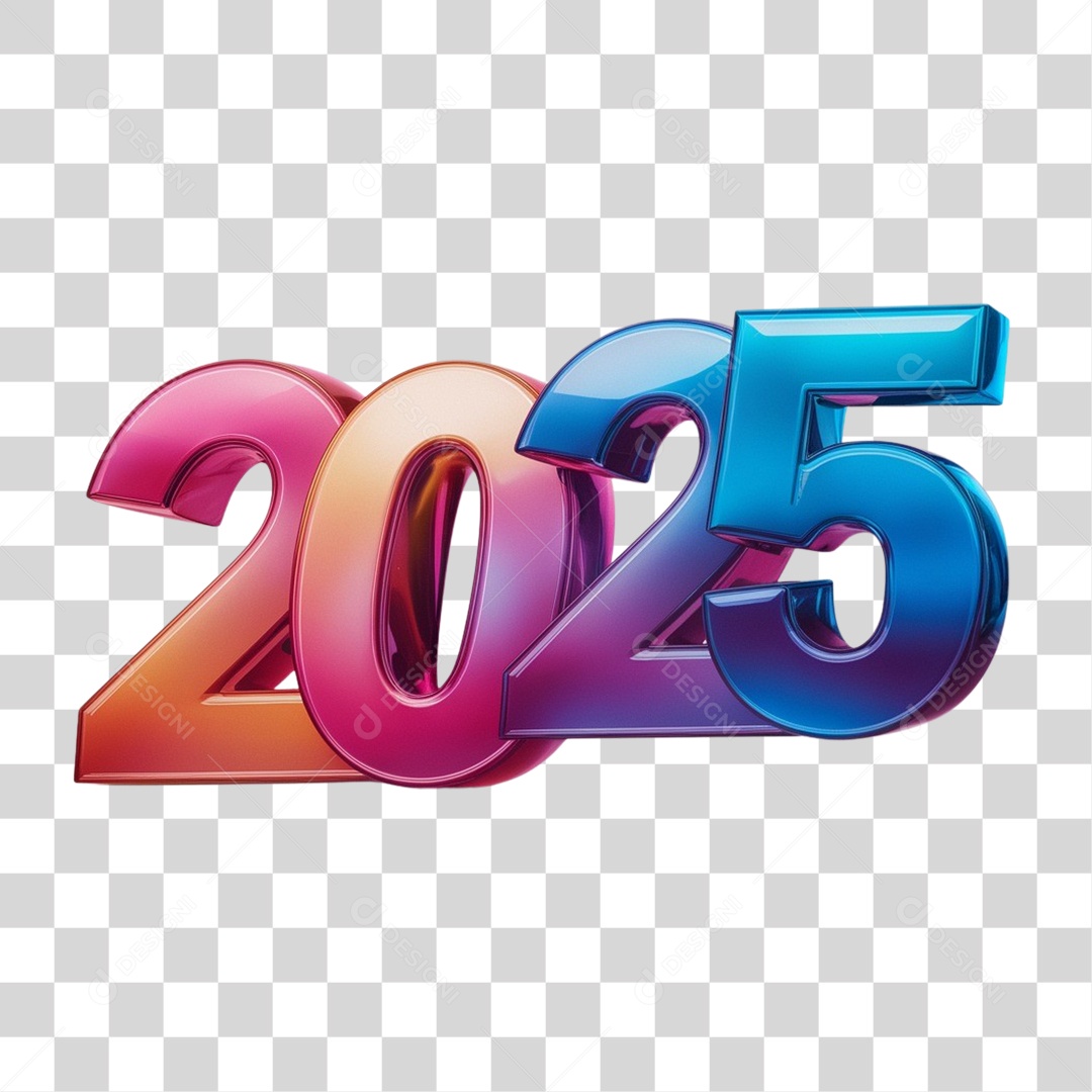 Número 3D 2025 PNG Transparente