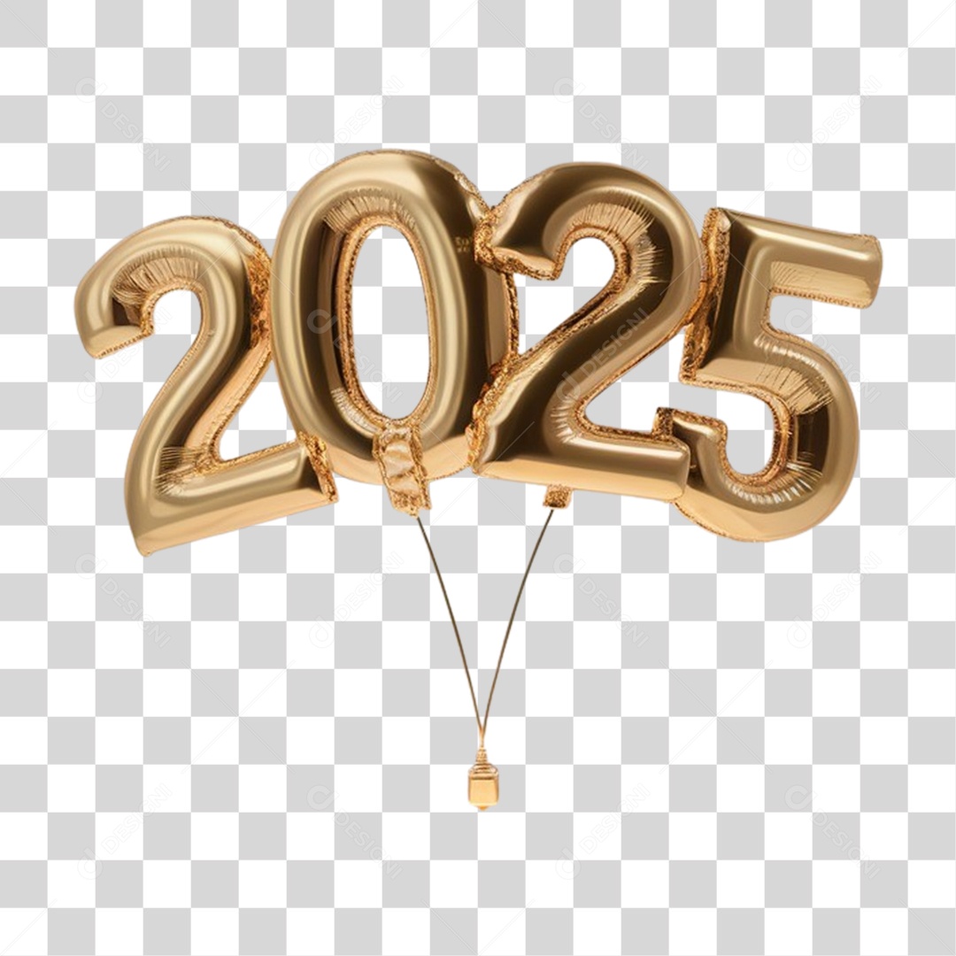 Número 3D 2025 PNG Transparente