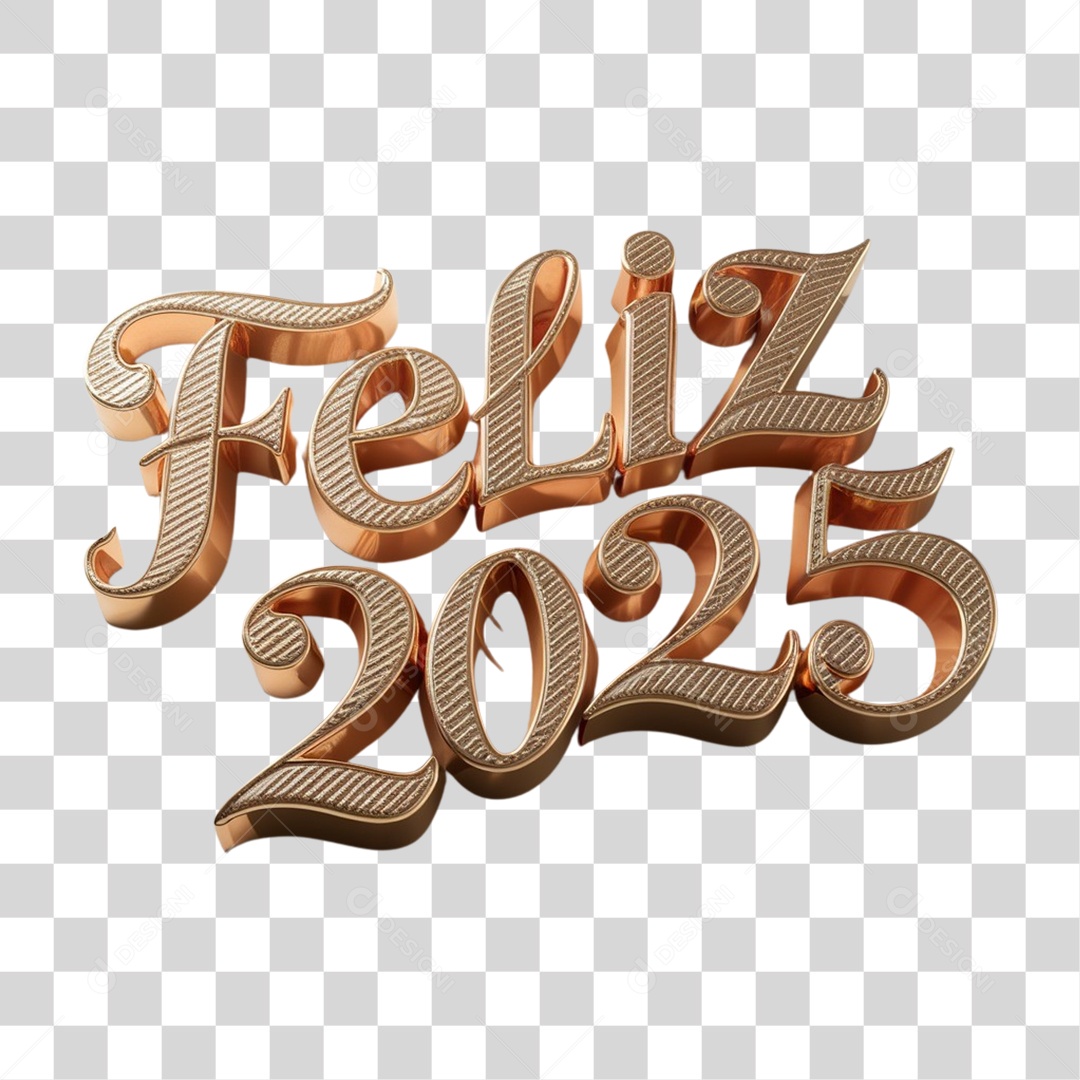 Selo 3D Feliz 2025 PNG Transparente