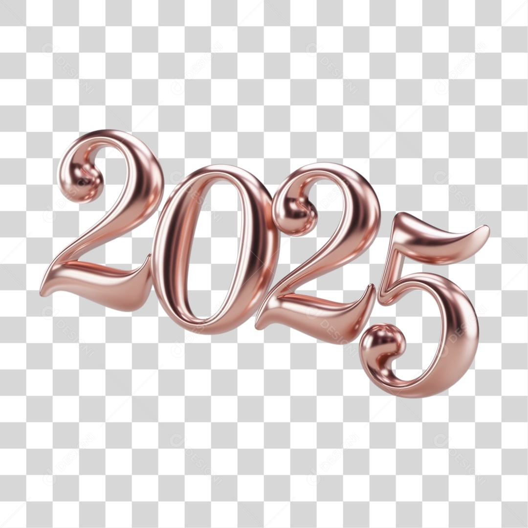 Número 3D 2025 PNG Transparente