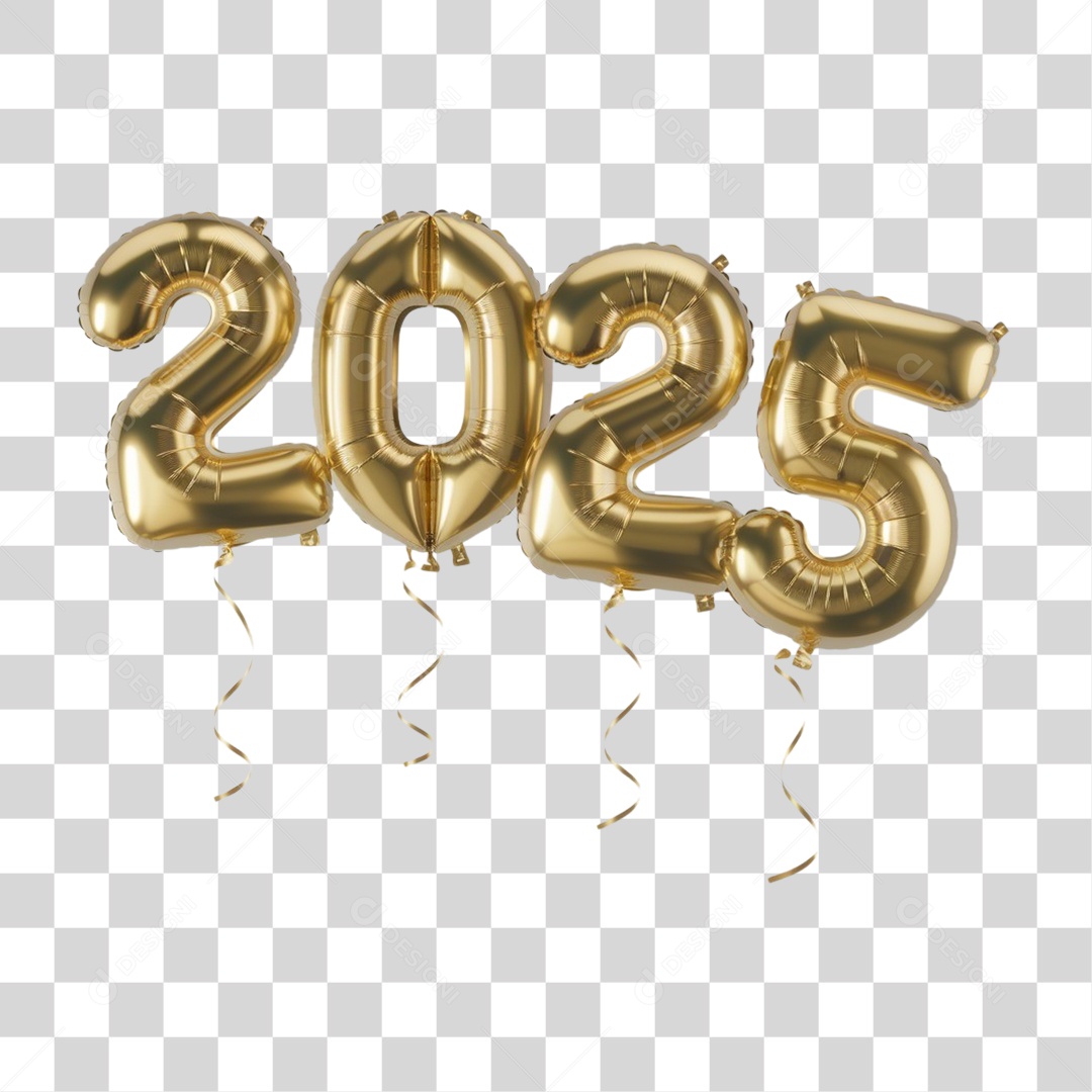 Número 3D 2025 PNG Transparente