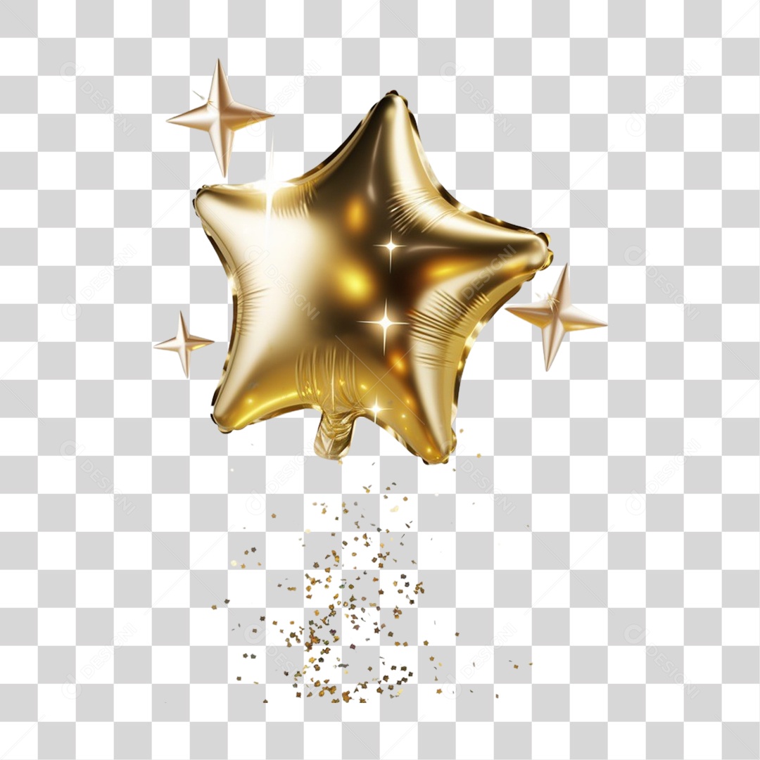 Elemento 3D Decoração de Natal Estrela Balão PNG Transparente