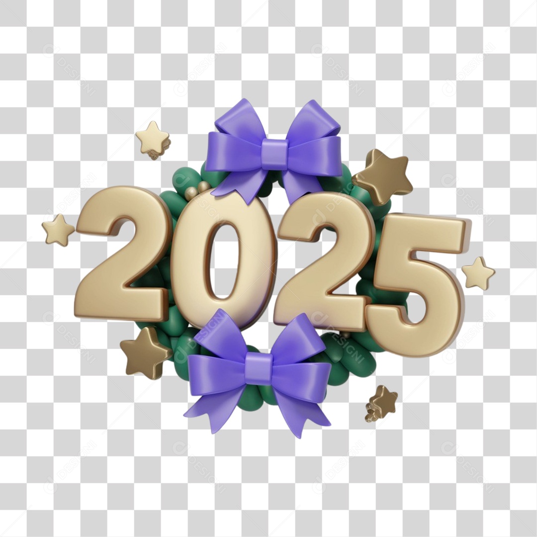 Número 3D 2025 PNG Transparente