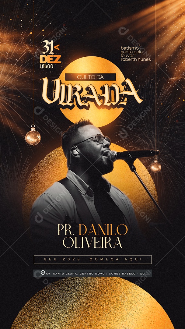 Story Gospel Culto De Louvor Virada de Ano Social Media PSD Editável