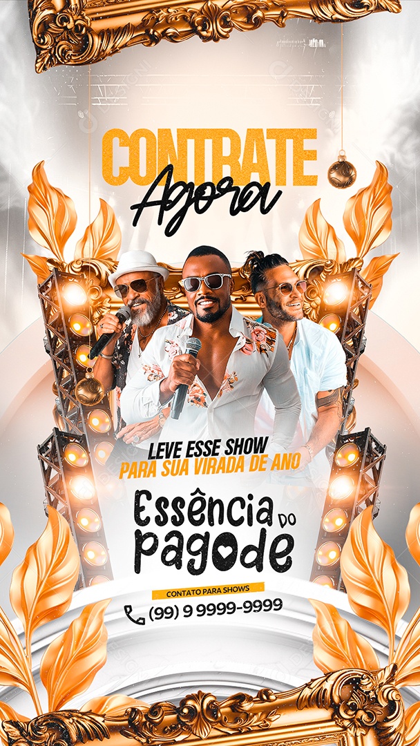 Flyer Contrate Para Seu Ano Novo Essência do Pagode Social Media PSD Editável