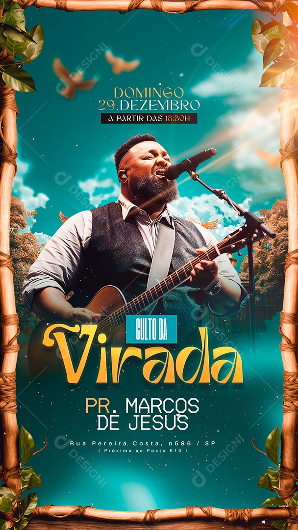 Story Gospel Culto da Virada Social Media PSD Editável
