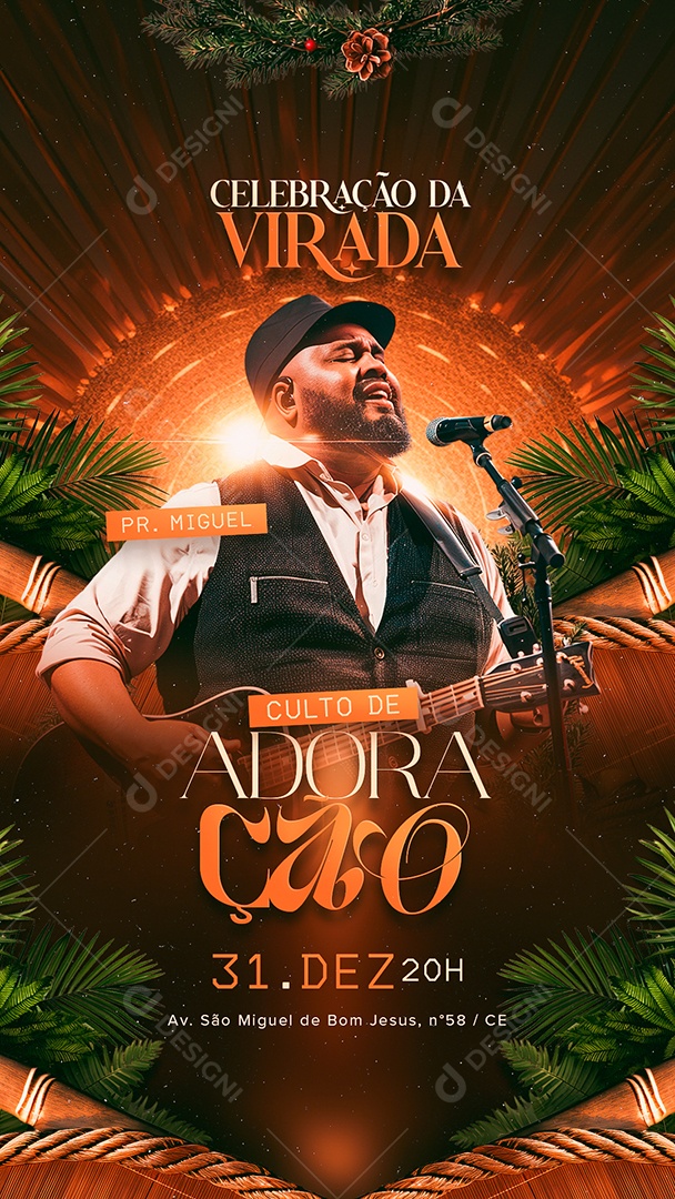 Story Gospel Celebração da Virada Social Media PSD Editável