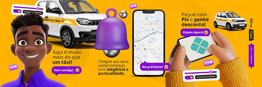 Carrossel Aqui e Muito Mais do Que Um Táxi Social Media PSD Editável