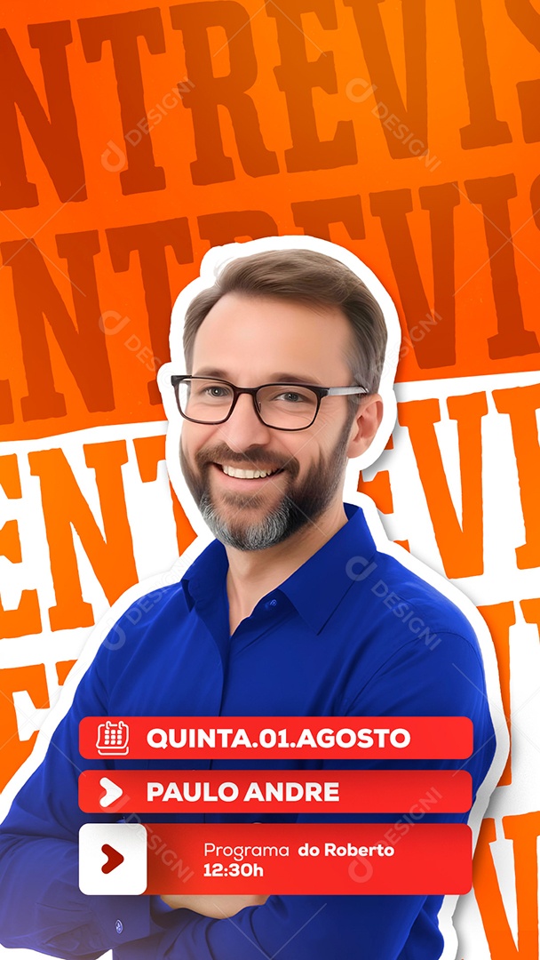 Story Entrevista Paulo André Programa do Roberto Laranja Social Media PSD Editável