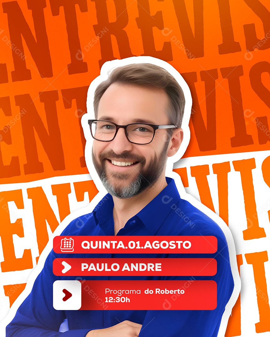 Entrevista Paulo André Programa do Roberto Laranja Social Media PSD Editável